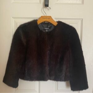 Bebe Brown Mink Cropped Fur Jacket. XS